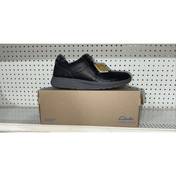 Clarks Motion Trek PT Mens Leather Casual Lace Up Sneakers Shoes Size 12 Black - Picture 1 of 11